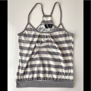 Weavers Women's Grey White Stripes Tank Top - L - Pre-owned